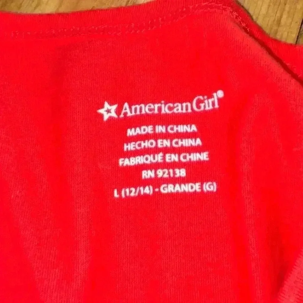 American Girl Red Snowflake embroidered t-shirt dress long sleeve NWOT